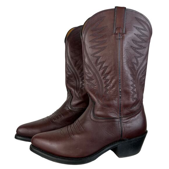 Vintage Men\'s Lehigh Brown Leather Embroidered Western Country Boots (Sz 9.5D)
